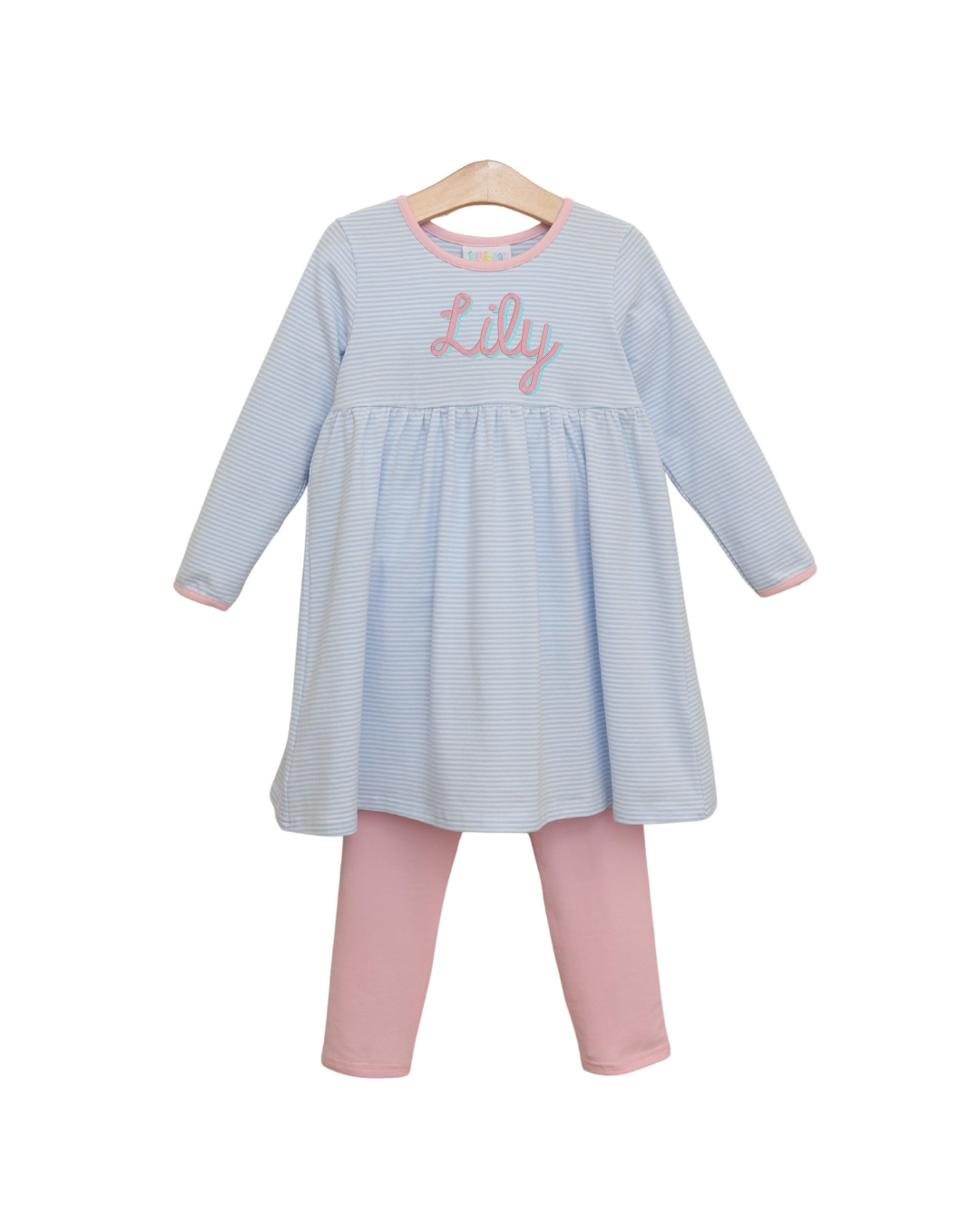 Sadie Pants Set- Light Blue Stripe/Light Pink