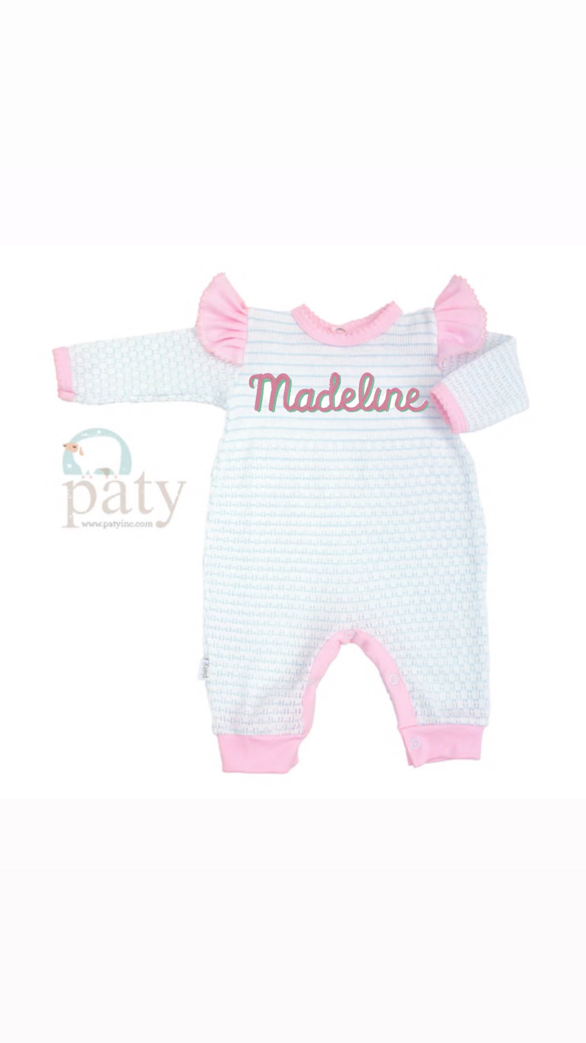 PreOrder Paty - Pinstripe Angel Sleeve Romper