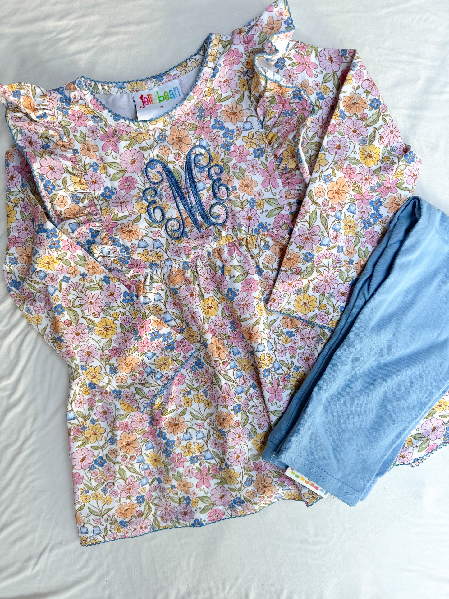 Vintage Floral Ruffle Pant Set