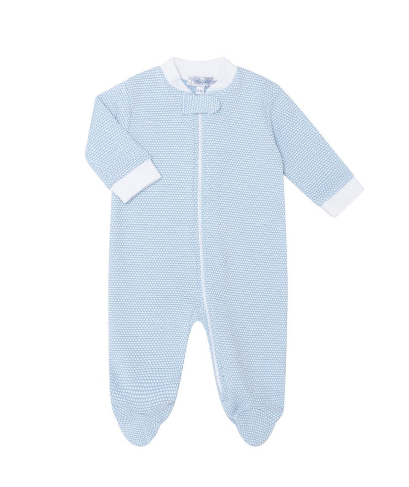 Nella Pima - Blue Bubble Zipper Footie