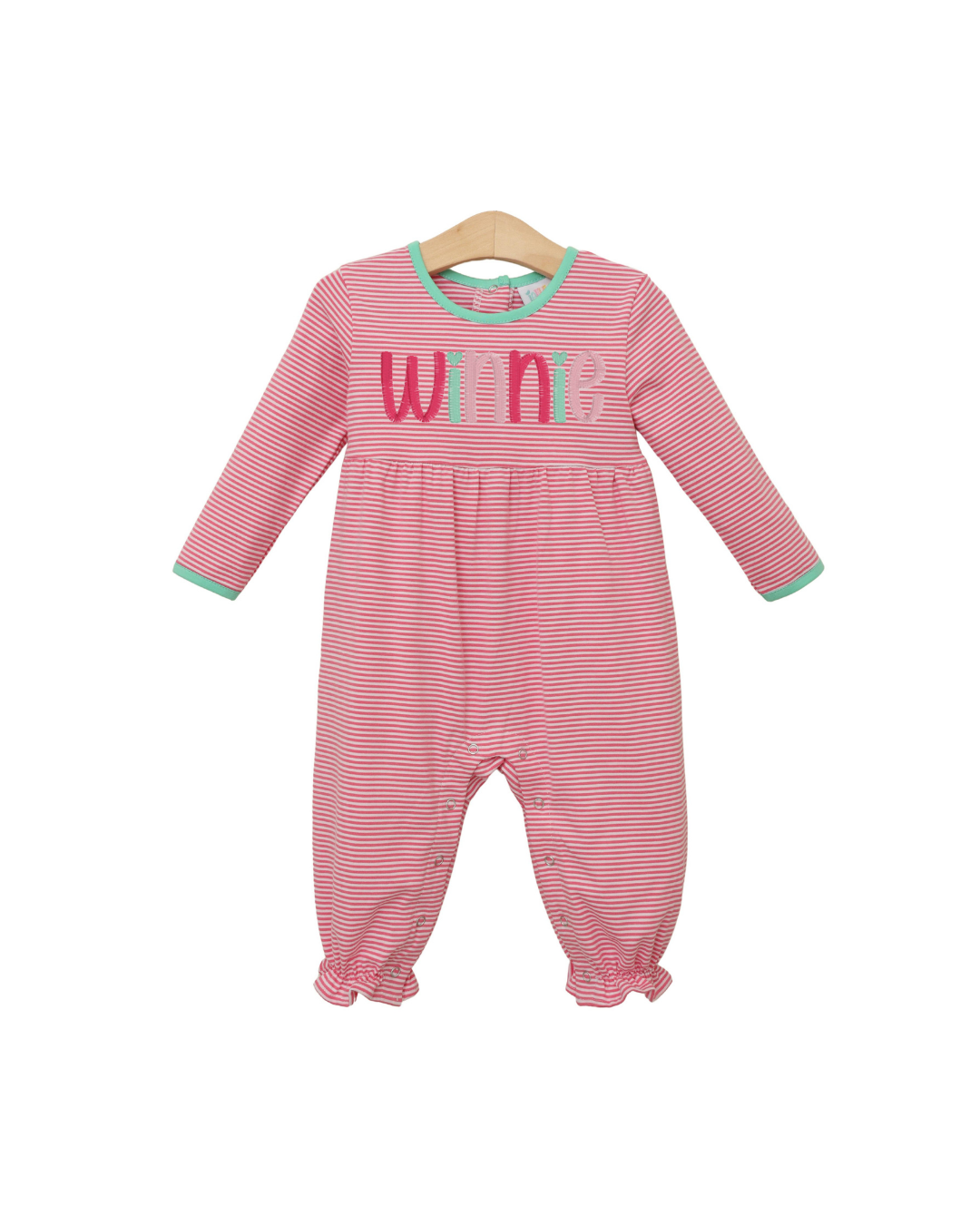 Sadie Romper- Pink Stripe/Mint