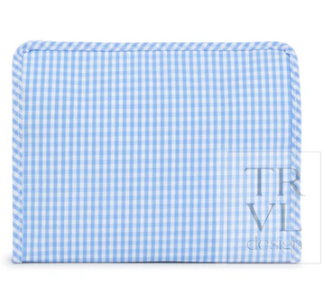 Roadie Large Zip Pouch - Gingham Sky