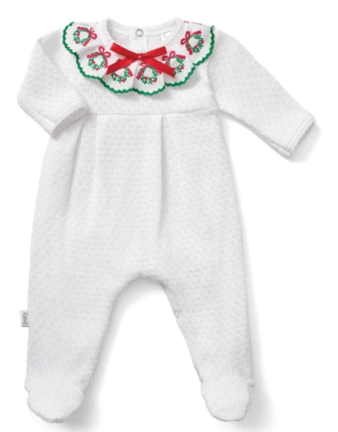 PreOrder Paty - PatyKnit Christmas Footie With Wreath Trim
