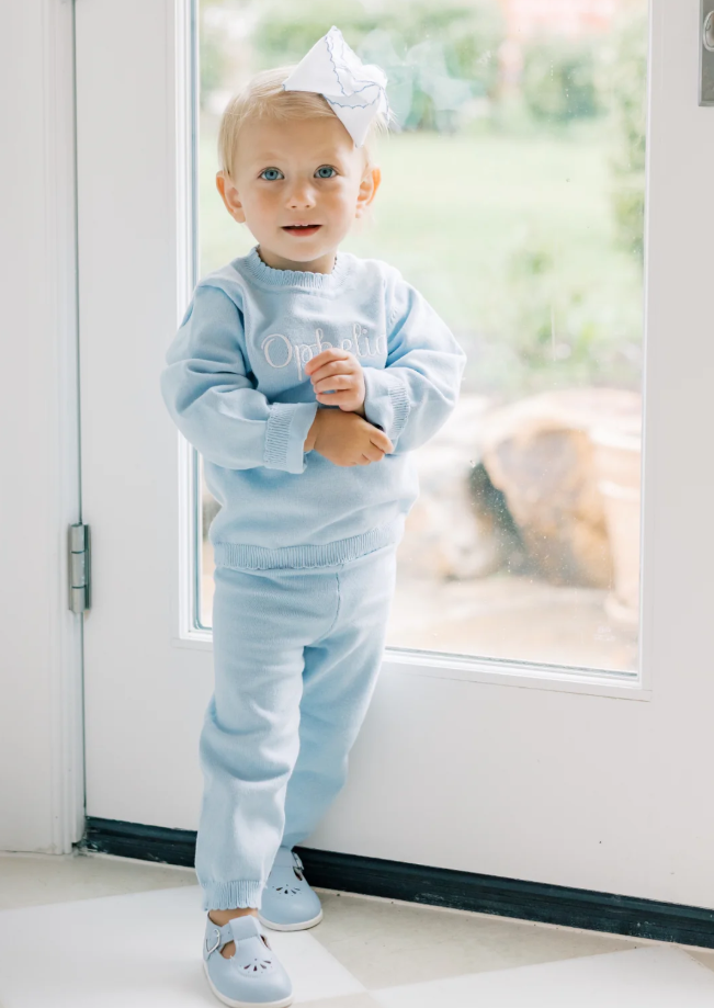 Girls Knit Organic Cotton Set - Blue
