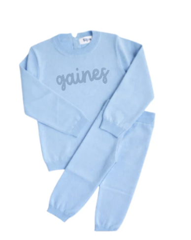 Boys Knit Organic Cotton Set - Blue