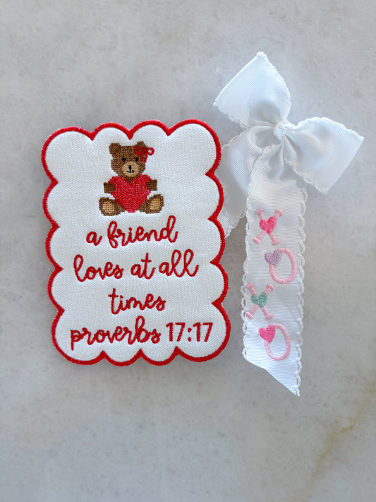Valentines Embroidered Bow