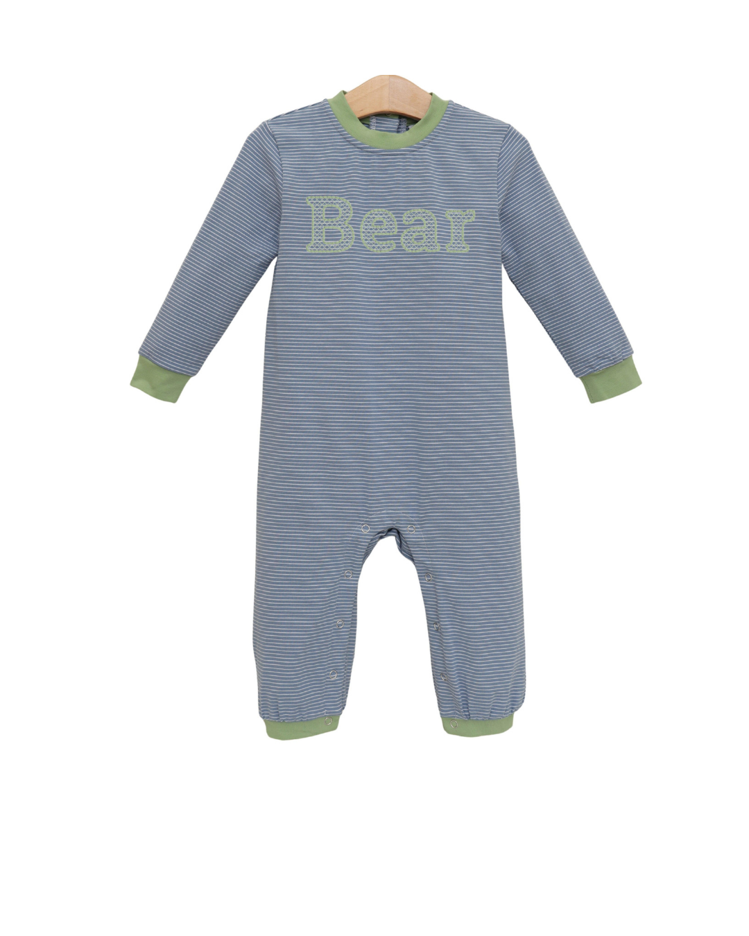 Thomas Romper- Dusty Blue Stripe/Sage