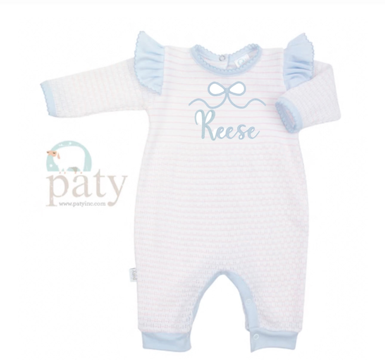 PreOrder Paty - Pinstripe Angel Sleeve Romper