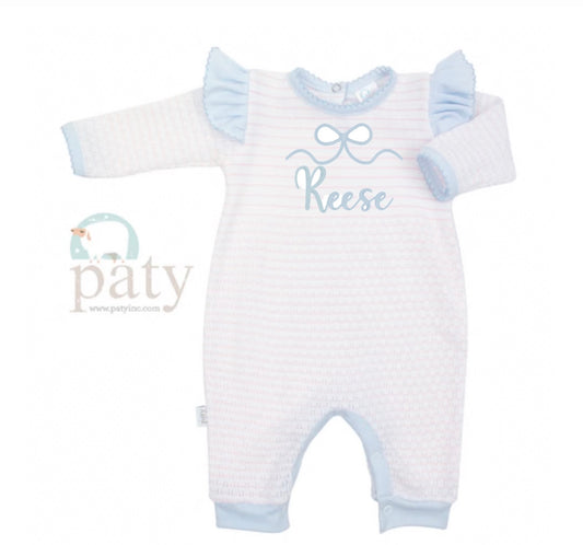 PreOrder Paty - Pinstripe Angel Sleeve Romper