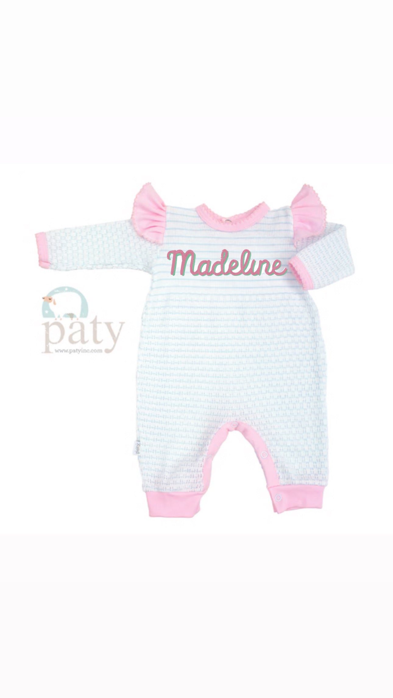 PreOrder Paty - Pinstripe Angel Sleeve Romper