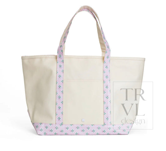 Maxi Tote Coated Canvas Petite Fleur Pink Trim