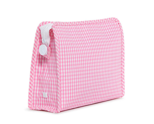 Roadie Large Zip Pouch - Gingham Pink