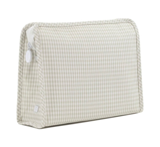 Roadie Large Zip Pouch - Gingham Pearl Grey