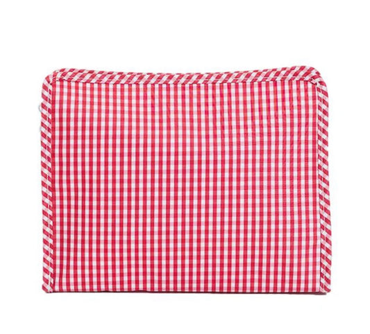 Roadie Large Zip Pouch - Gingham Red