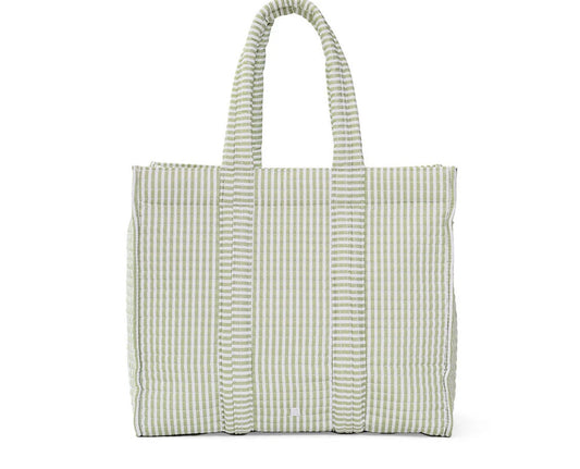 Quilted Go Go Tote - Pimlico Stripe Sage