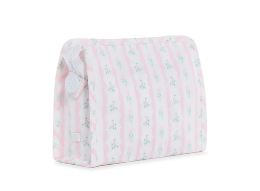 Roadie Medium Zip Pouch - Pink Floral Ribbon