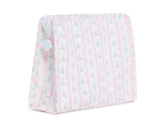 Roadie Large Zip Pouch - Pink Ribbon Floral