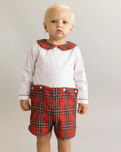 Boys Christmas Plaid Set