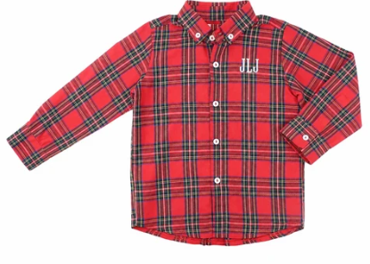 Boys Christmas Plaid Shirt