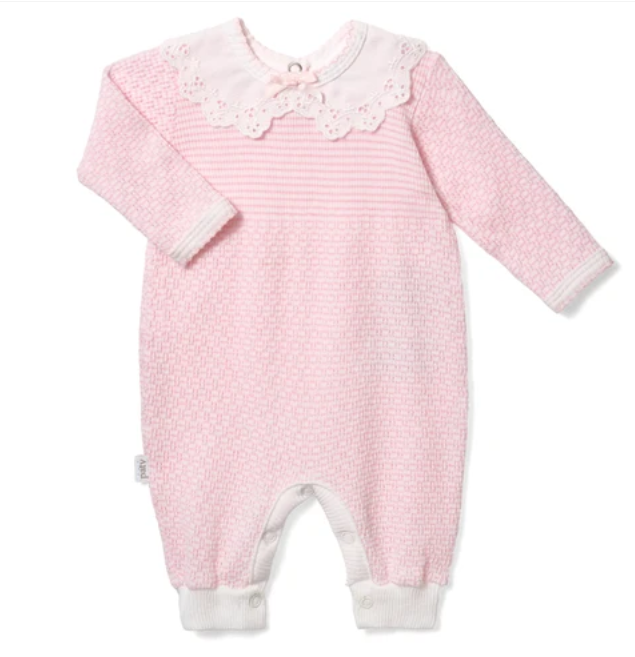 PreOrder Paty - PatyKnit Solid Color Romper with Peter Pan Eyelet Collar