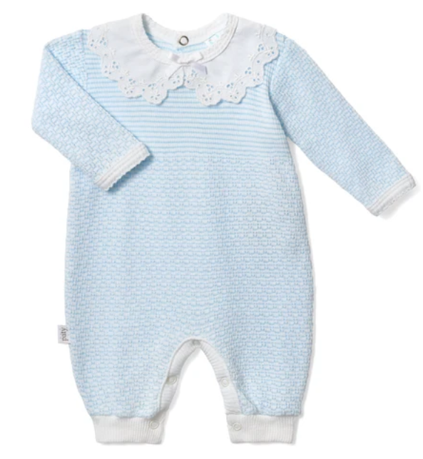 PreOrder Paty - PatyKnit Solid Color Romper with Peter Pan Eyelet Collar
