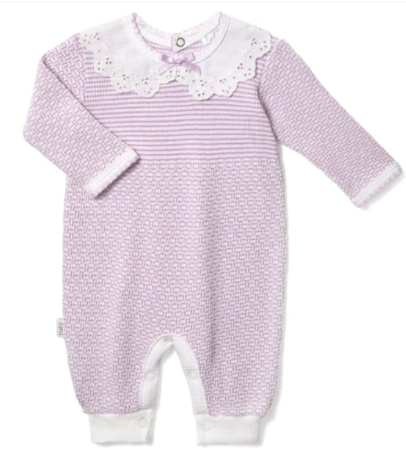 PreOrder Paty - PatyKnit Solid Color Romper with Peter Pan Eyelet Collar