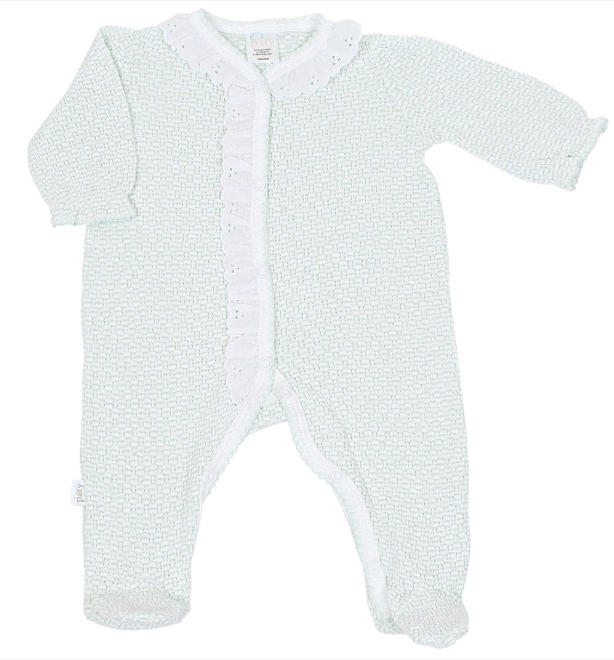 Preorder Paty - PatyKnit Solid Color Footie with Peter Pan Eyelet Collar