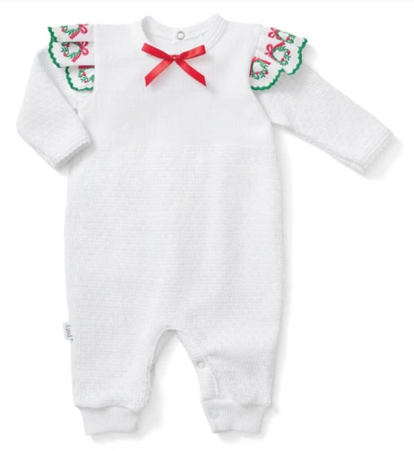 PreOrder Paty - Angel Sleeve Romper With Swiss Wreath Trim