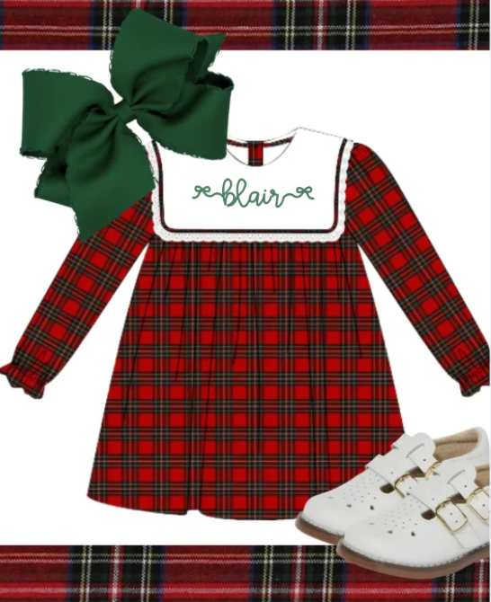 Girls Christmas Plaid Dress