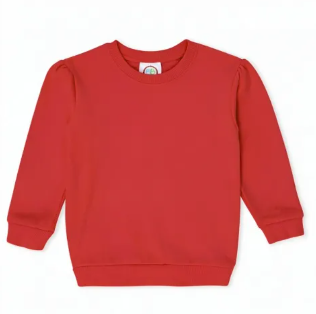 Embroidered Puff Sleeve Sweatshirts