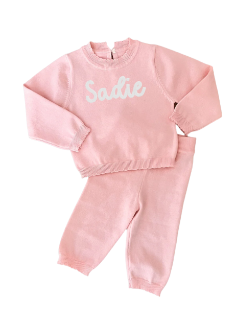 Girls Knit Organic Cotton Set - Pink